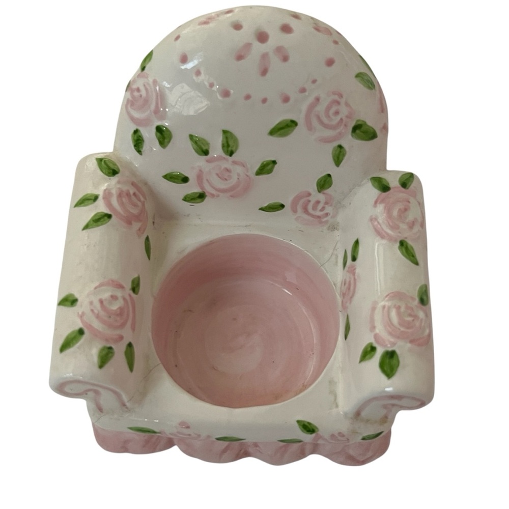 Pink Floral Mini Chair Tea Light Holder Cute Table Decor